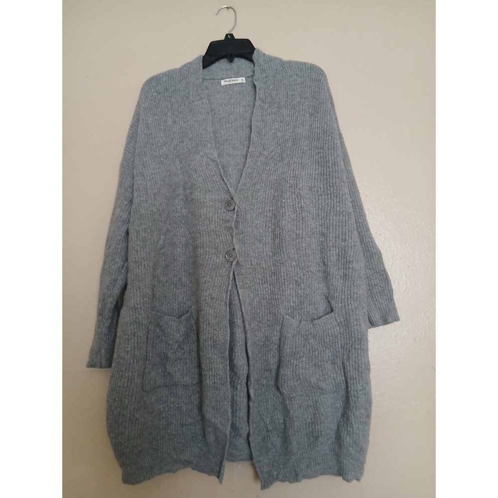 Woolovers Cardigan Womens XL Ribbed Wool Long Pockets Washable Lambswool Sweater